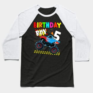 5th Birthday Boy Blaze 5 Year Old Monster Truck Bday Party Baseball T-Shirt